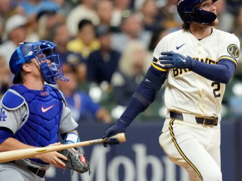 Turang homers and Milwaukee’s bullpen delivers as the Brewers beat the Dodgers 2-1 in NLCS opener