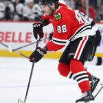Wyatt Kaiser scores as the Chicago Blackhawks stop a 3-game slide, topping the Los Angeles Kings 2-1 Wyatt Kaiser scores as the Chicago Blackhawks stop a 3-game slide, topping the Los Angeles Kings 2-1